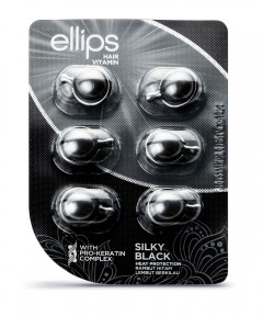 ELLIPS Juustele kantavad vitamiinid tumedatele juustele Silky Black Pro Keratin