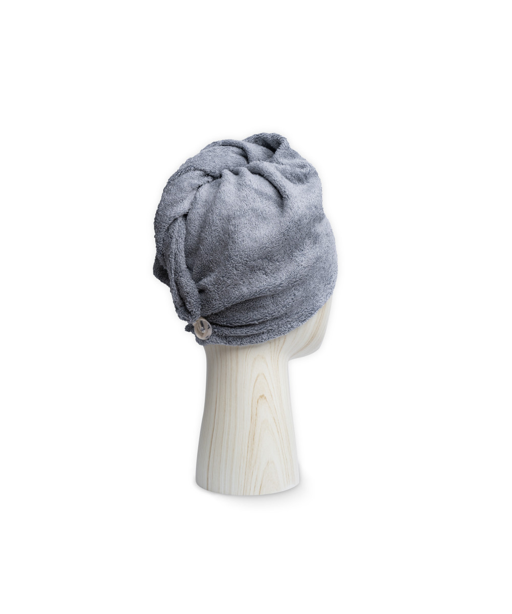 „Malou & Marius" bambukinis galvos rankšluostis - turbanas. Pilkas 2