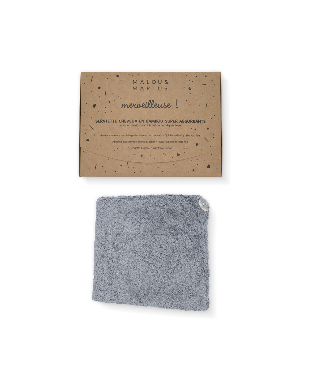 „Malou & Marius" bambukinis galvos rankšluostis - turbanas. Pilkas 3