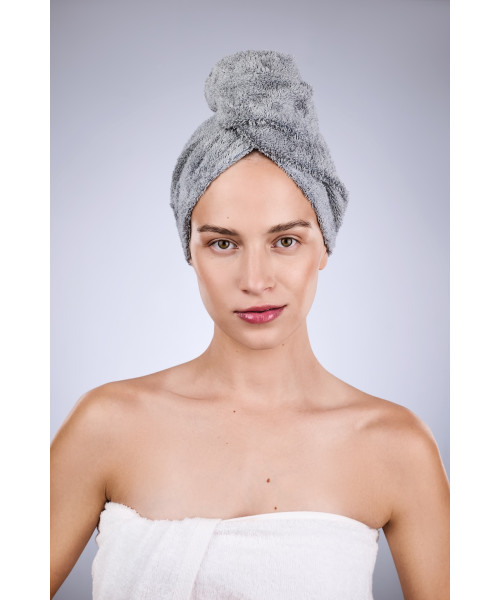 „Malou & Marius" bambukinis galvos rankšluostis - turbanas. Pilkas